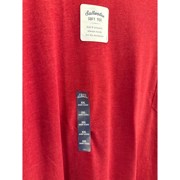 Izod Saltwater Relaxed Classics Red T-Shirt Men’s XXL Soft Cotton Casual Tee - Picture 4 of 8